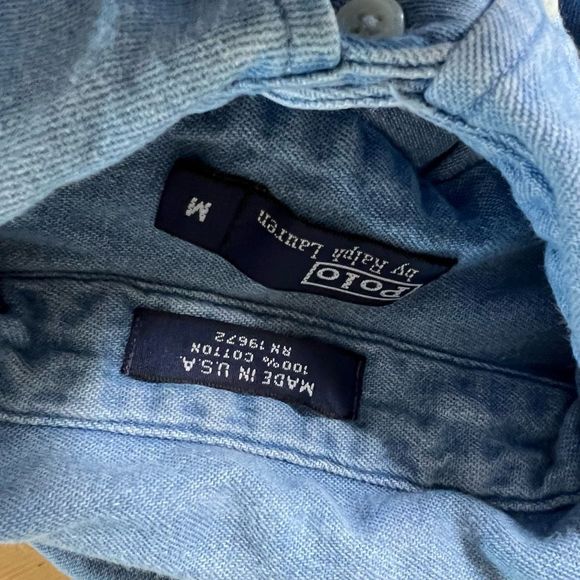 VTG Polo Ralph Lauren Embroidered Bear Button Down Shirt USA Medium - Picture 5 of 5